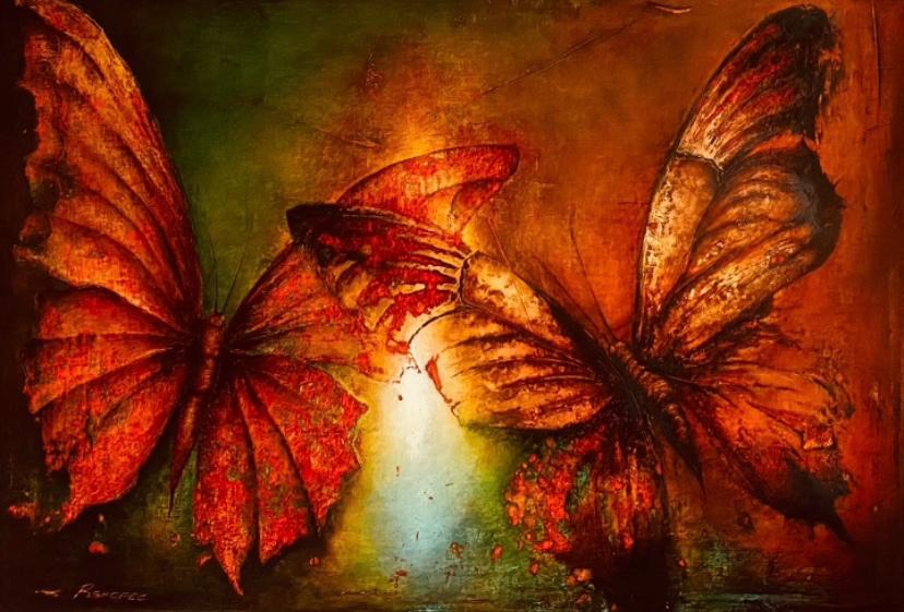 Světlu vstříct - kombinovaná technika 130cm x 100cm <br>  Cena obrazu 23 000Kč