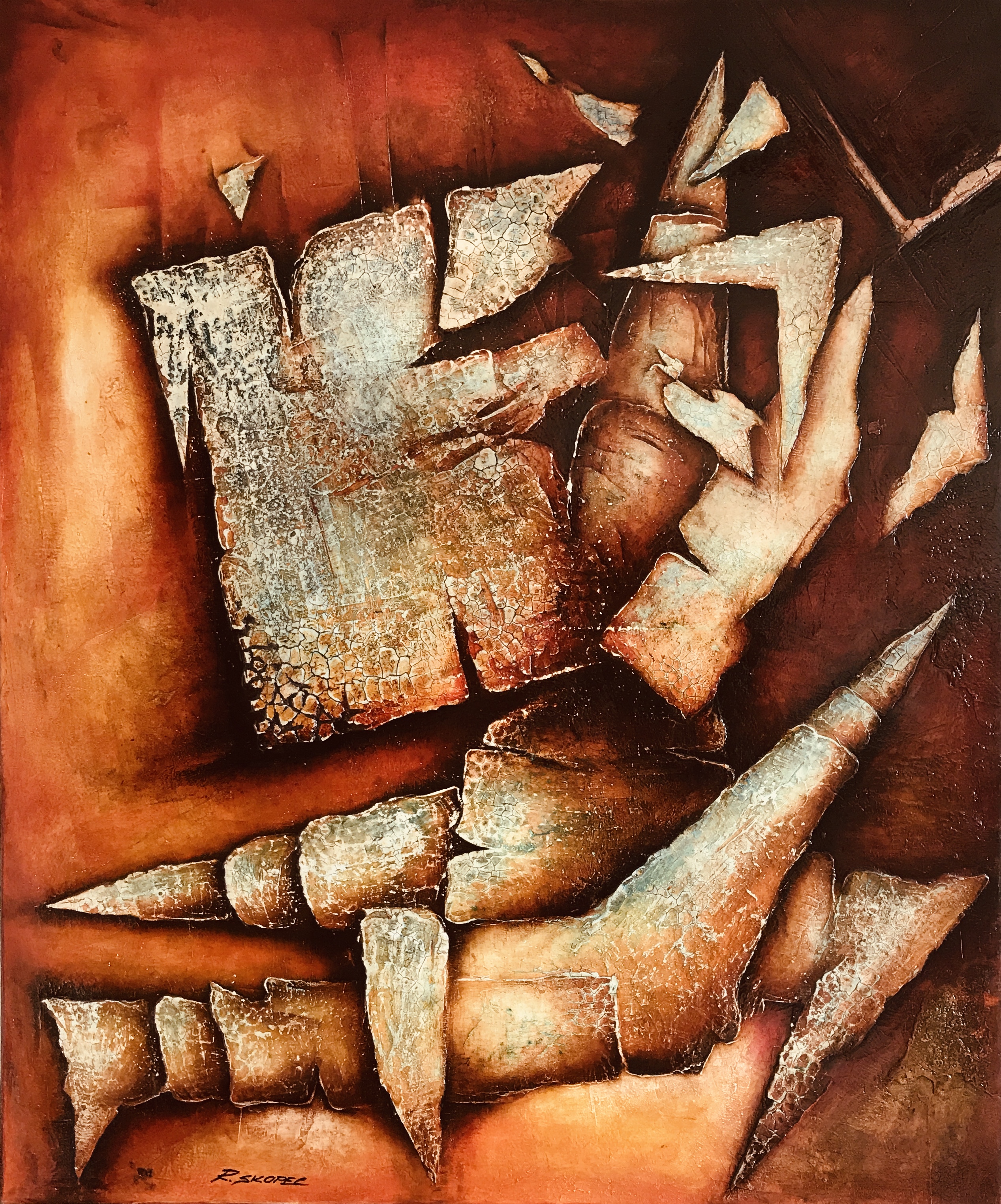 Archetyp Attak - Strukturální technika 120cm x 100cm <br>  Cena obrazu 15 000Kč